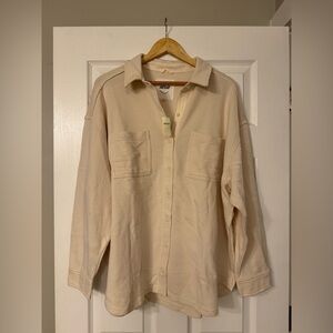 NWT Aerie Lumber Jane Neutral Fleece Button Down Shacket Size Medium
